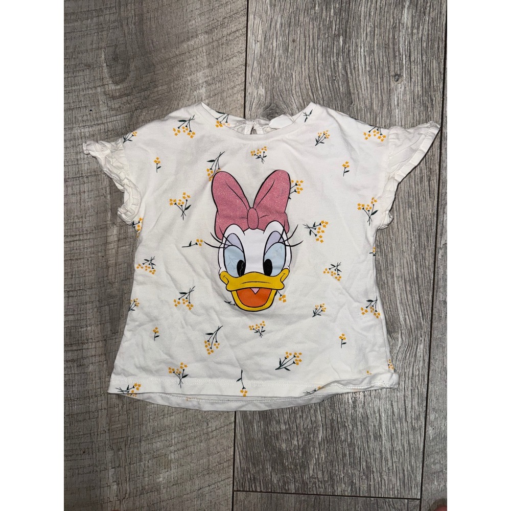 Disney Baby Daisy Duck Floral Ruffle Sleeve Top White 6-9 Months